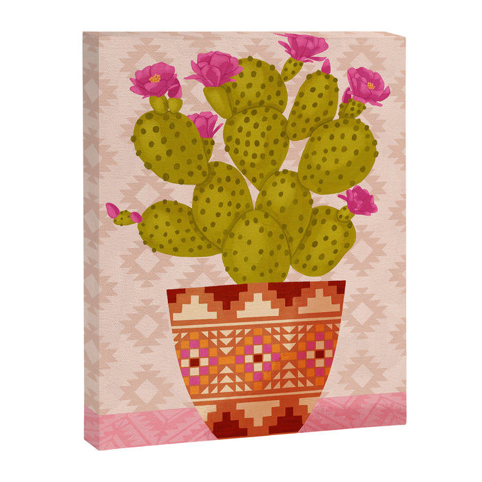 Prickly Pear Cactus in Southwestern Pot Canvas Print Gallery Image 1