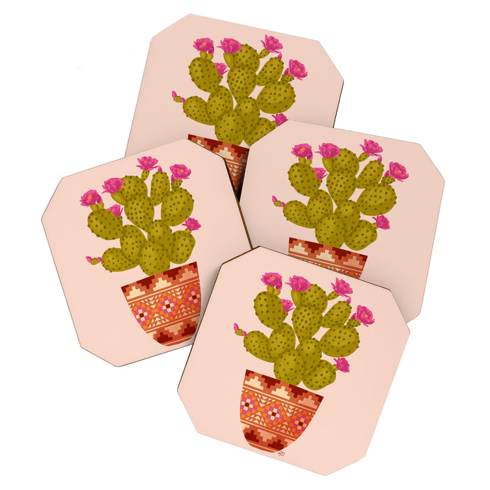 Prickly Pear Cactus in Southwestern Pot Coaster Gallery Image 1