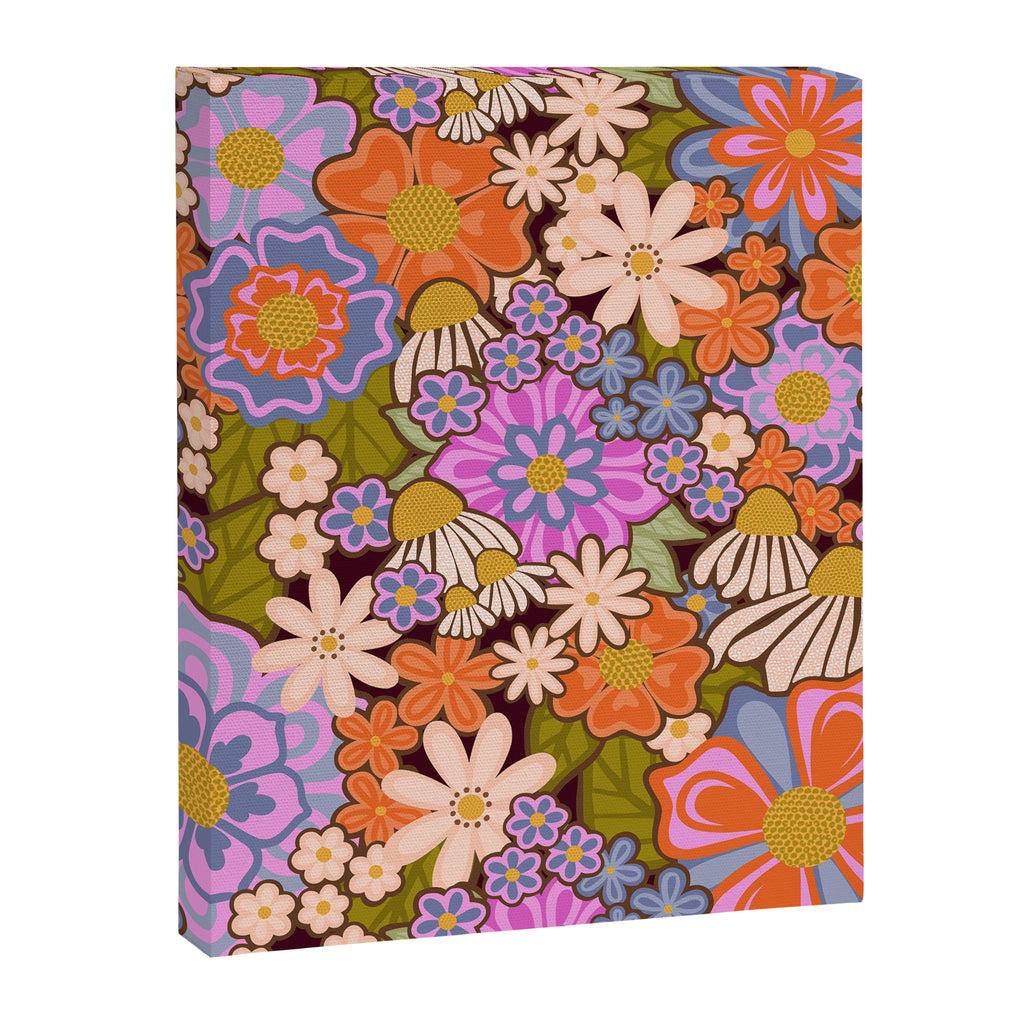 Psychedelic 70s Floral Pattern Canvas Print Gallery Image 8