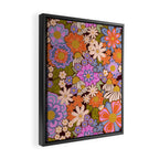 Psychedelic 70s Floral Pattern Framed Canvas Print Gallery Image 2
