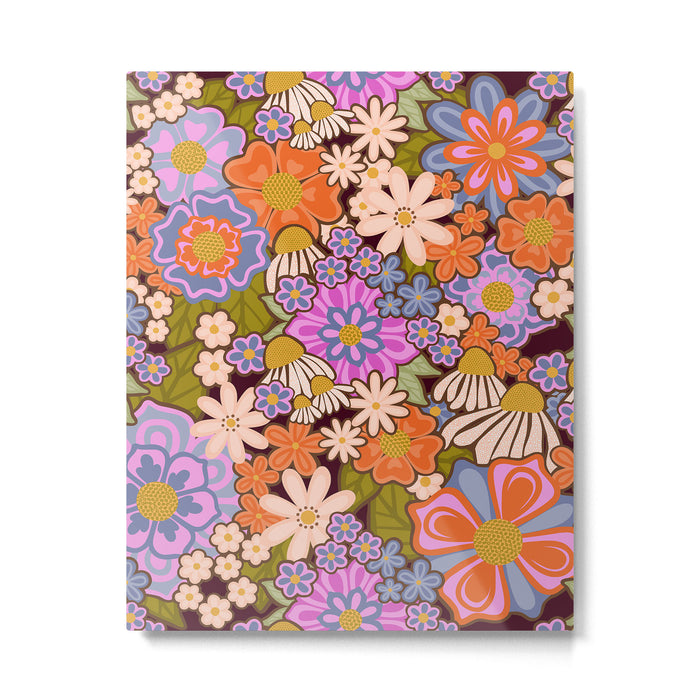 Psychedelic 70s Floral Pattern Metal Print Gallery Image 1