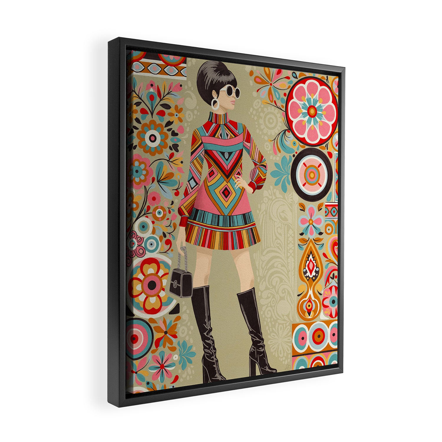 Retro Chic 60s Fashion Framed Canvas Print Gallery Image 2