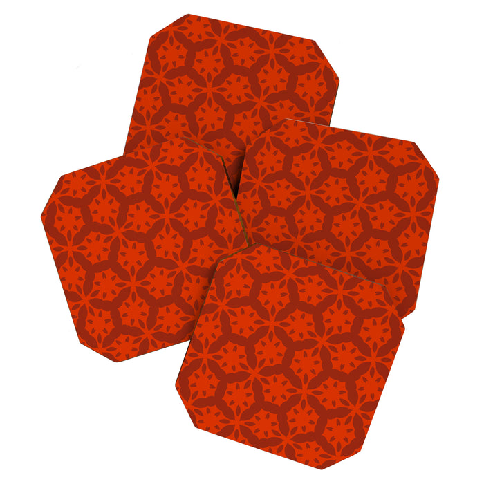 Rich Red Oriental Blooms Coaster Gallery Image 1