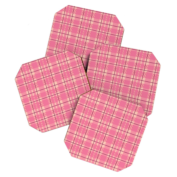 Rustic Pink Tartan Plaid Coaster Gallery Image 1