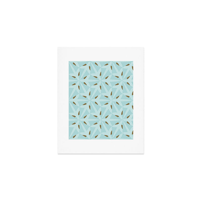 Sky Blue Moroccan Geometric Birds in Flight Art Print Gallery Image 1