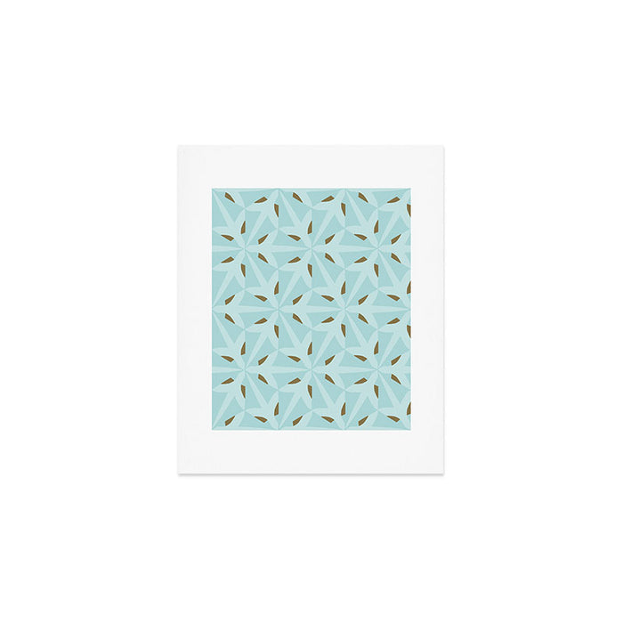Sky Blue Moroccan Geometric Birds in Flight Art Print Gallery Image 1