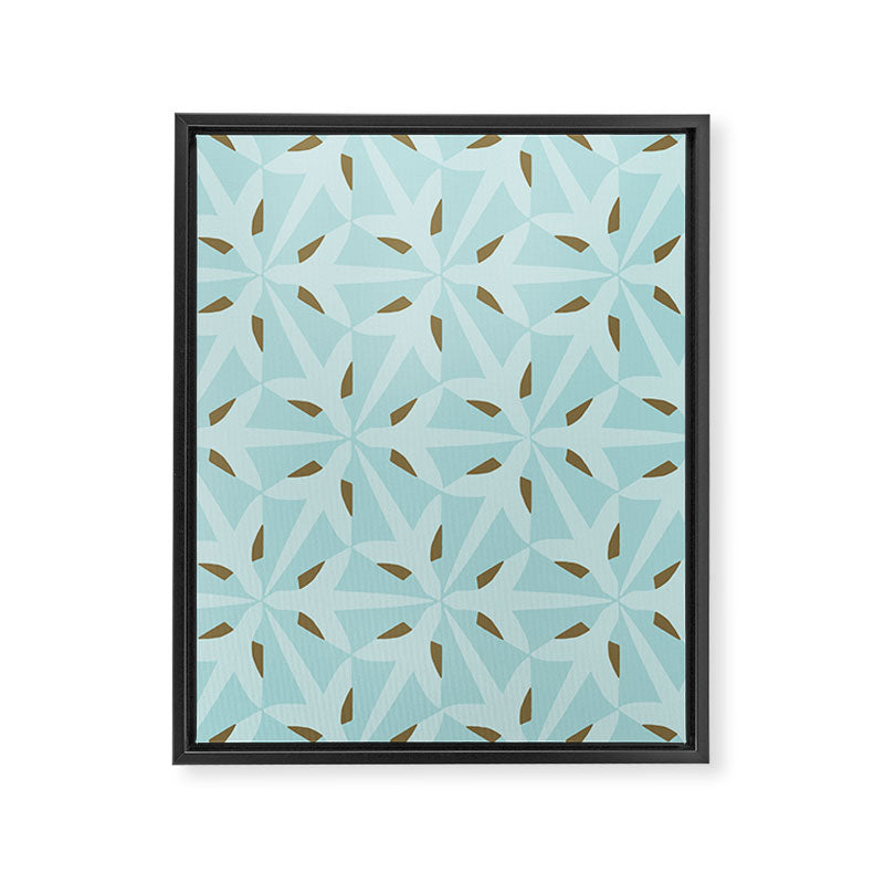 Sky Blue Moroccan Geometric Birds in Flight Framed Canvas Print Gallery Image 6