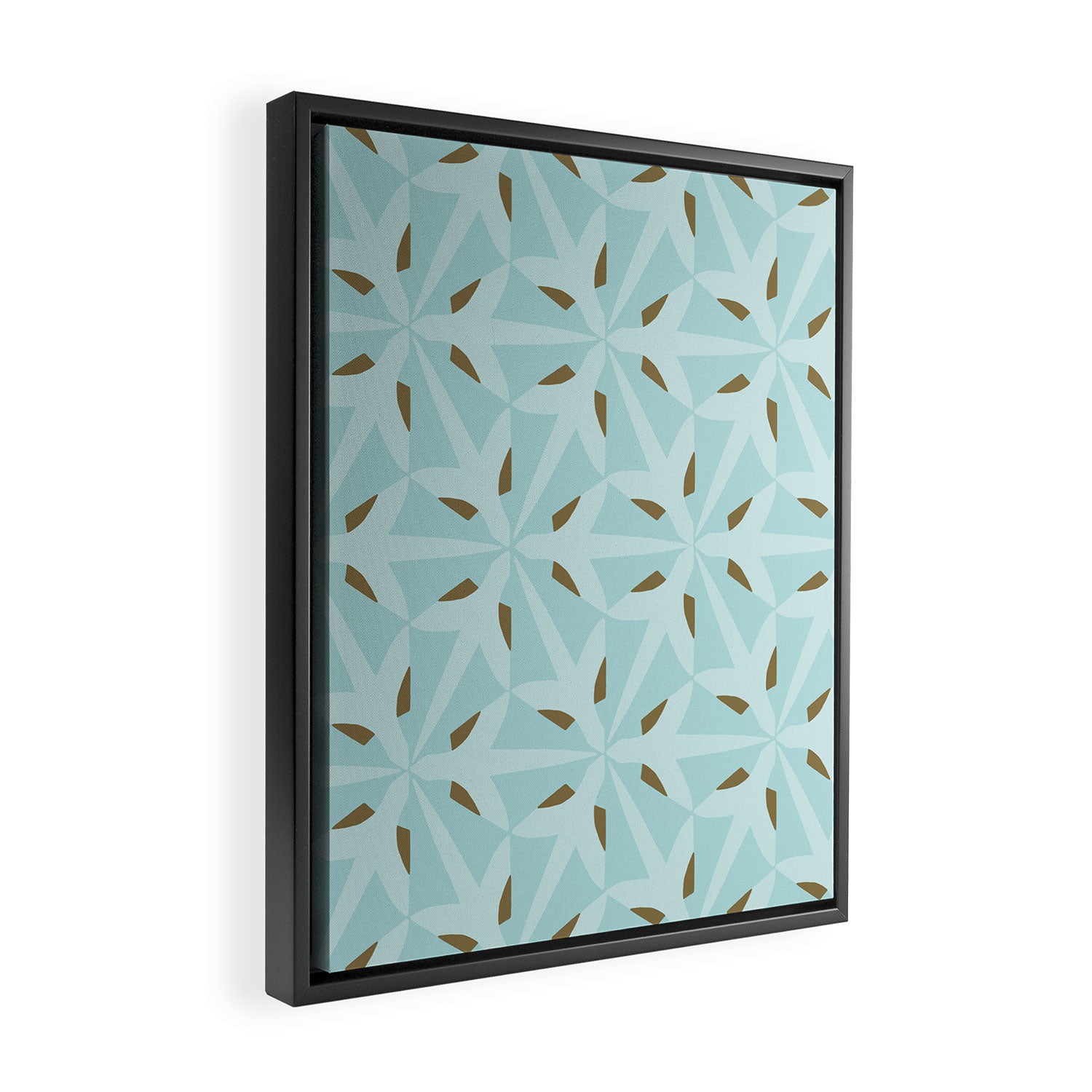 Sky Blue Moroccan Geometric Birds in Flight Framed Canvas Print Gallery Image 2