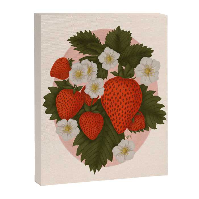 Sweet Summer Strawberries and Blossoms Canvas Print Gallery Image 1