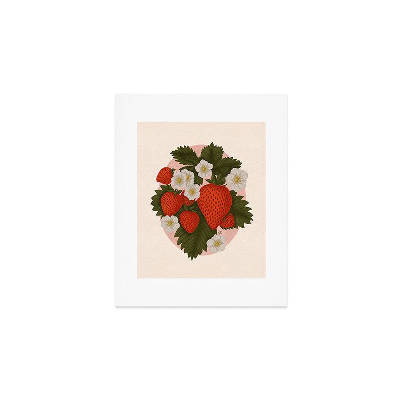 Sweet Summer Strawberries and Blossoms Art Print Gallery Image 1
