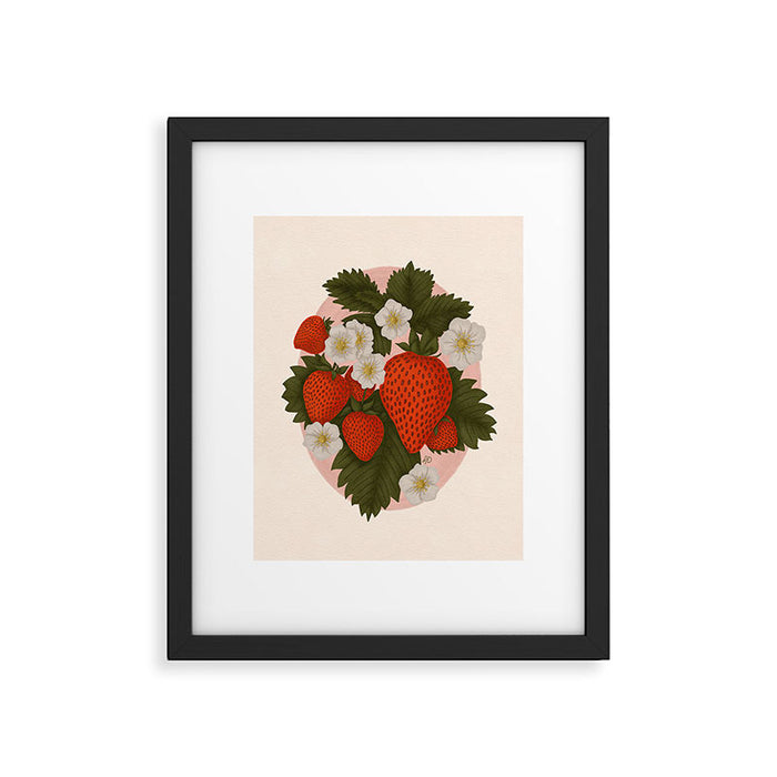 Sweet Summer Strawberries and Blossoms Framed Art Print Gallery Image 1