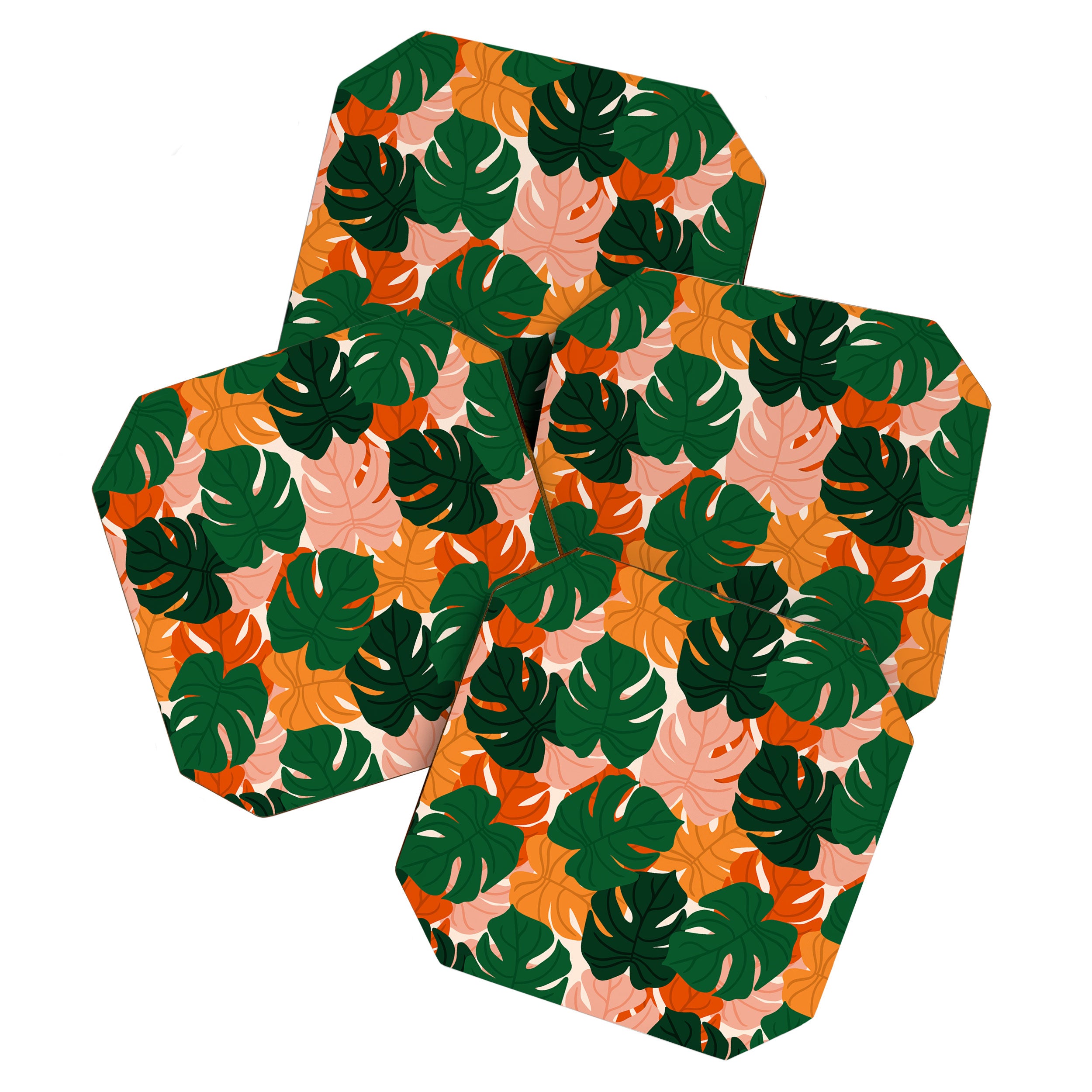Vibrant Monstera Leaf Pattern Coaster Gallery Image 1