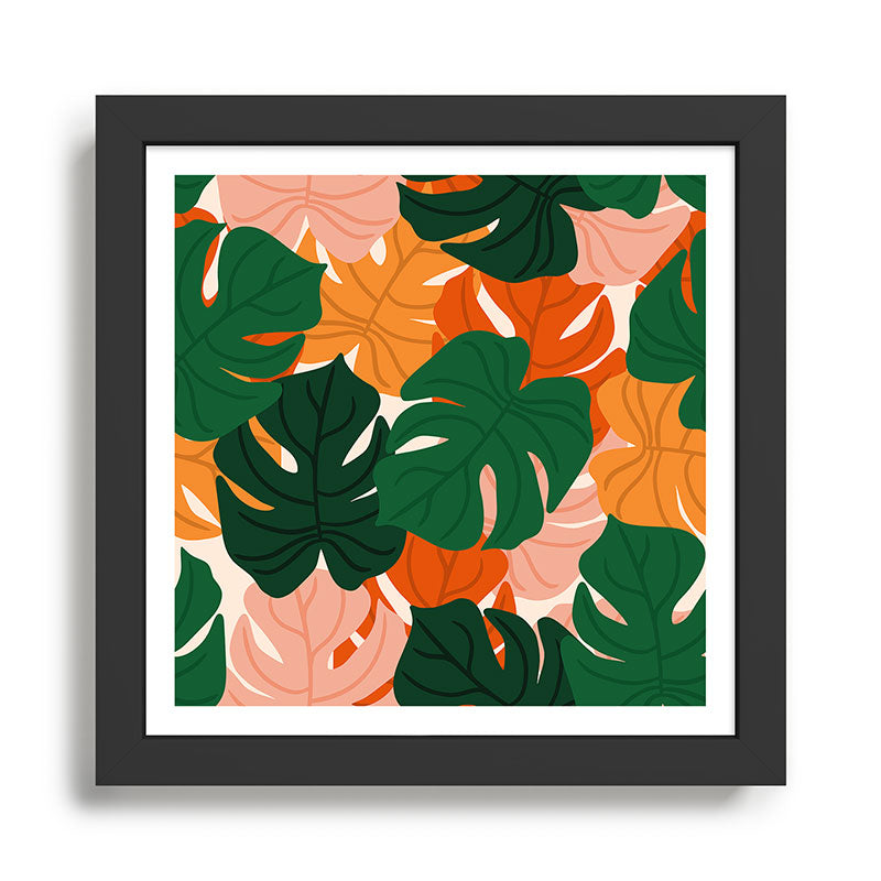 Vibrant Monstera Leaf Pattern Framed Art Print Gallery Image 1