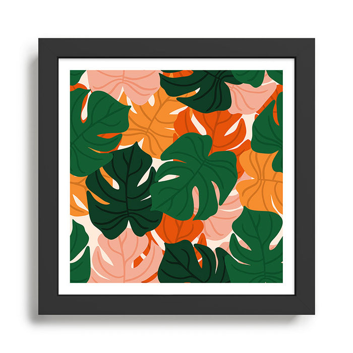 Vibrant Monstera Leaf Pattern Framed Art Print Gallery Image 1