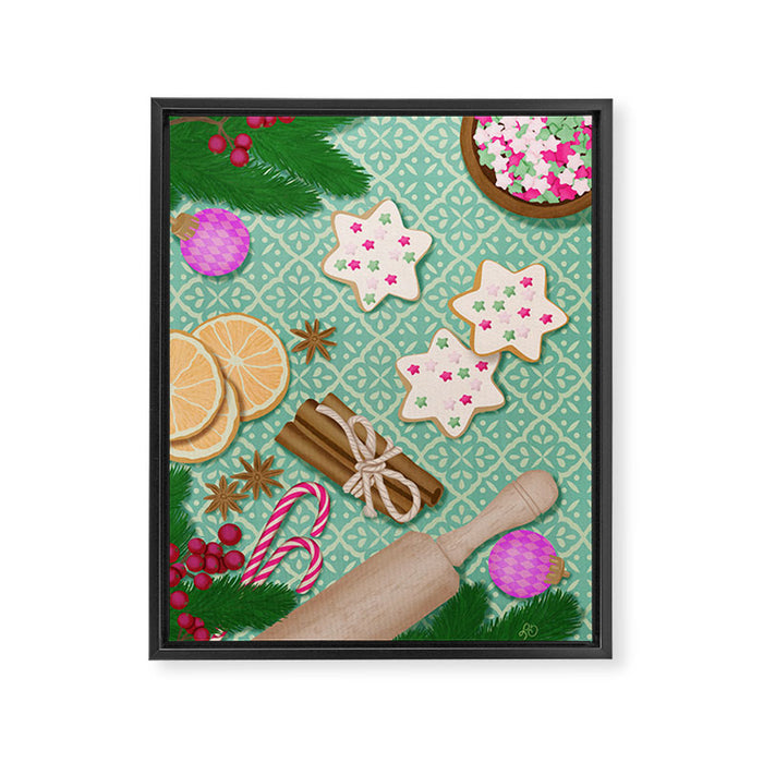 Whimsical Festive Holiday Baking Framed Canvas Print Gallery Image 1