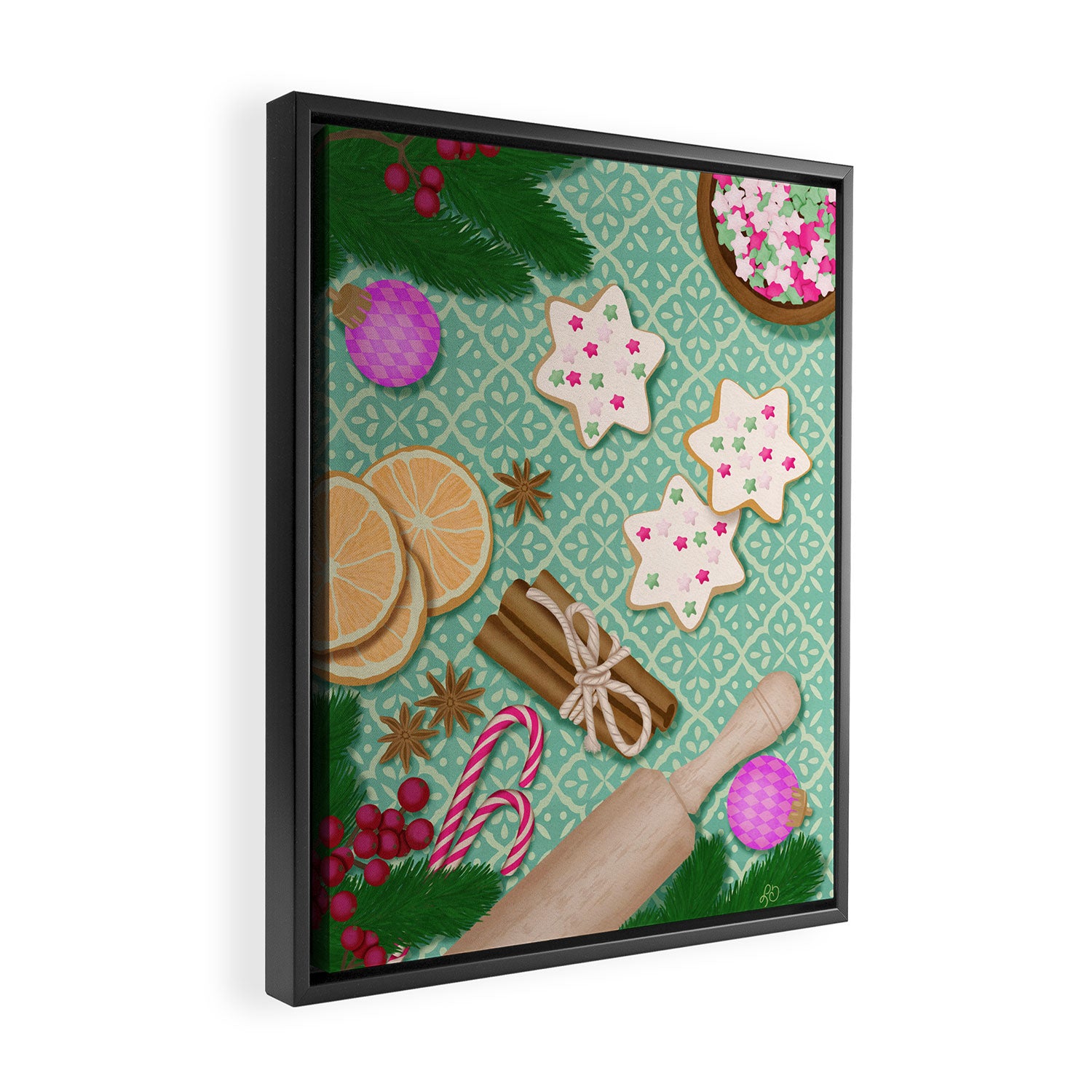 Whimsical Festive Holiday Baking Framed Canvas Print Gallery Image 2