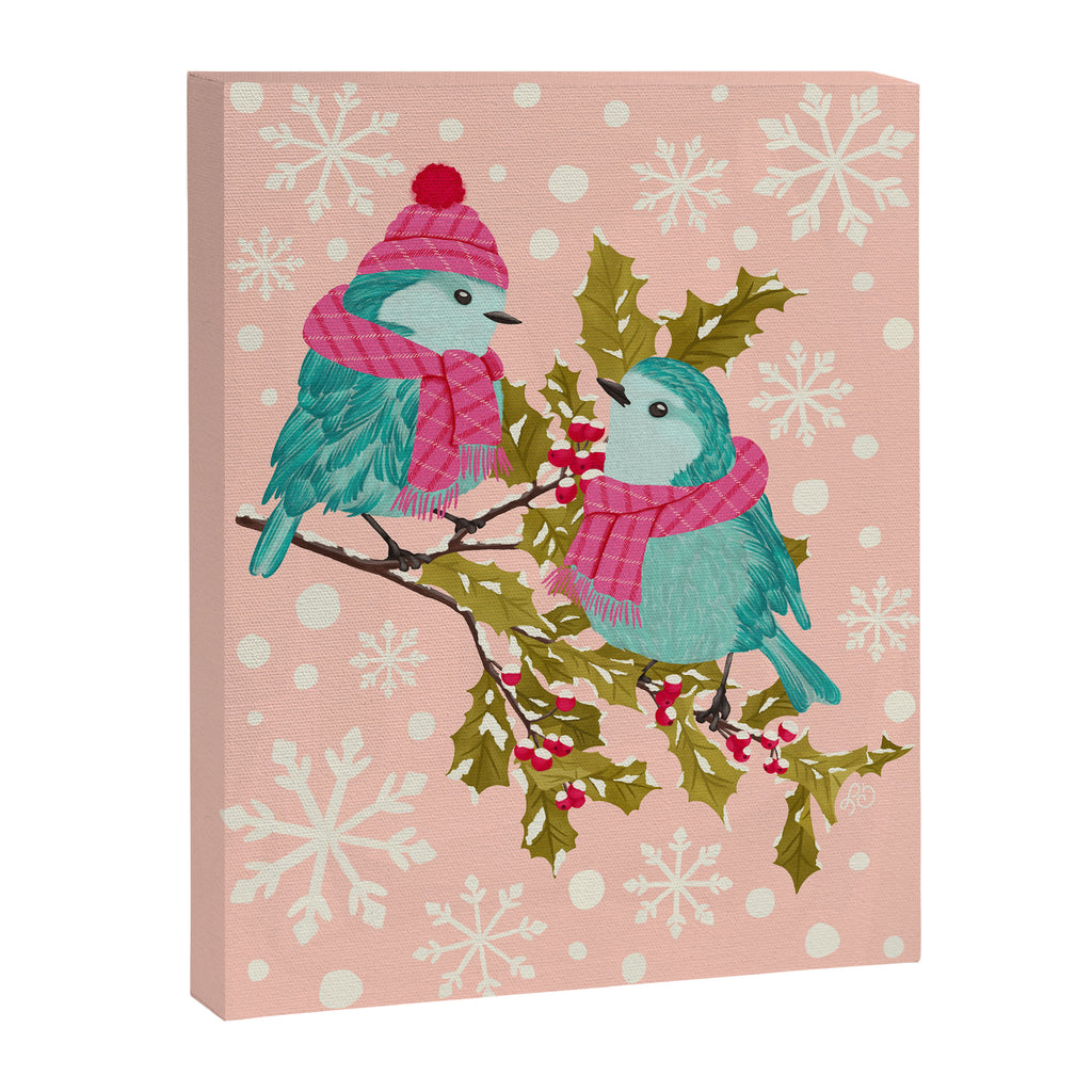 Winter Birds in Festive Scarves Canvas Print Gallery Image 6