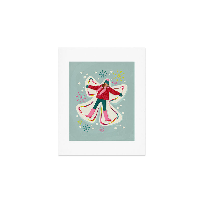 Winter Snow Angel Fun Art Print Gallery Image 1
