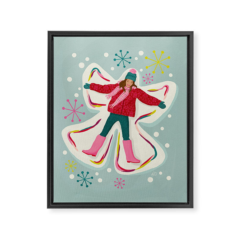 Winter Snow Angel Fun Framed Canvas Print Gallery Image 6