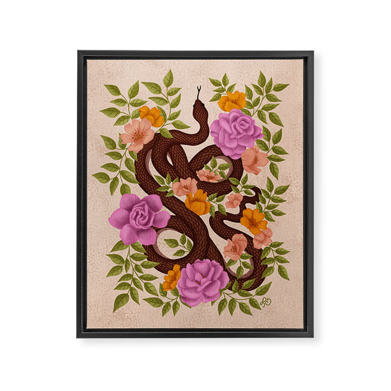 Year of the Snake-Garden Serpent in Bloom Framed Canvas Print Gallery Image 6