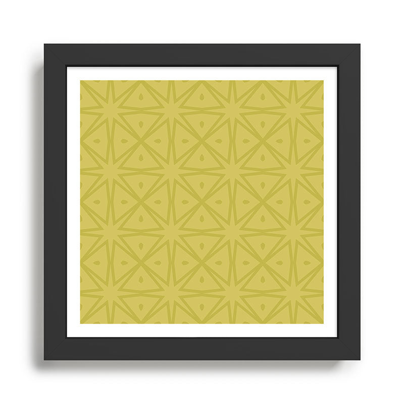 Yellow Monochromatic Asian Star Pattern Framed Art Print Gallery Image 1