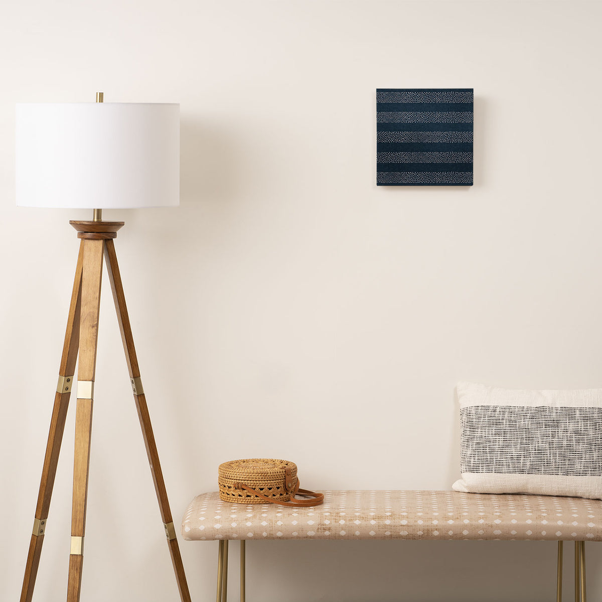 angrand stipple stripes - navy blue Canvas Print Gallery Image 2