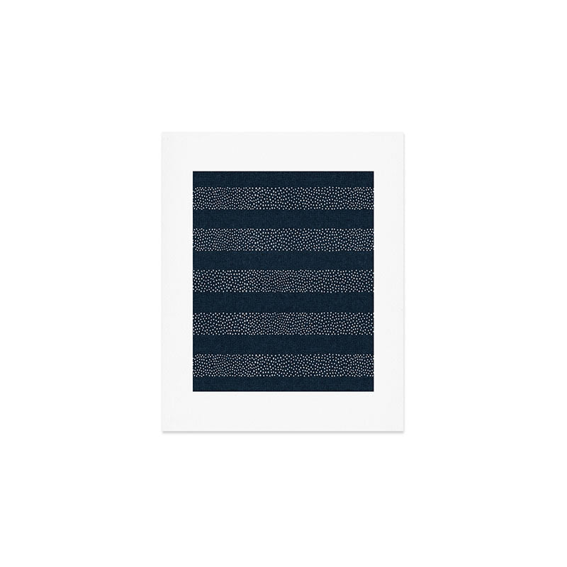 angrand stipple stripes - navy blue Art Print Gallery Image 1