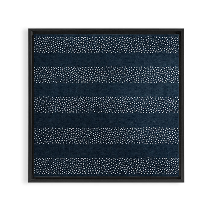 angrand stipple stripes - navy blue Framed Canvas Print Gallery Image 1