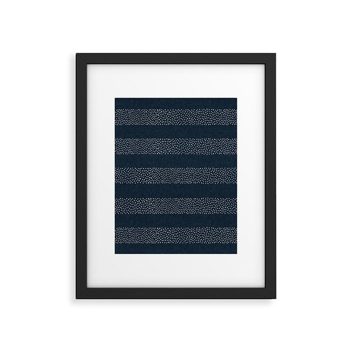 angrand stipple stripes - navy blue Framed Art Print Gallery Image 1