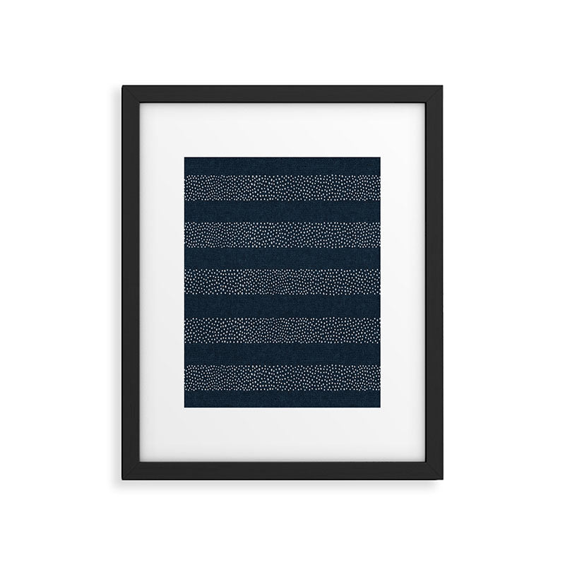 angrand stipple stripes - navy blue Framed Art Print Gallery Image 4