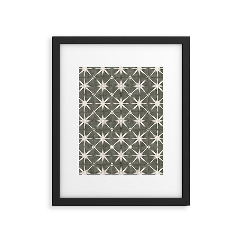 arlo star tile - olive Framed Art Print Gallery Image 4