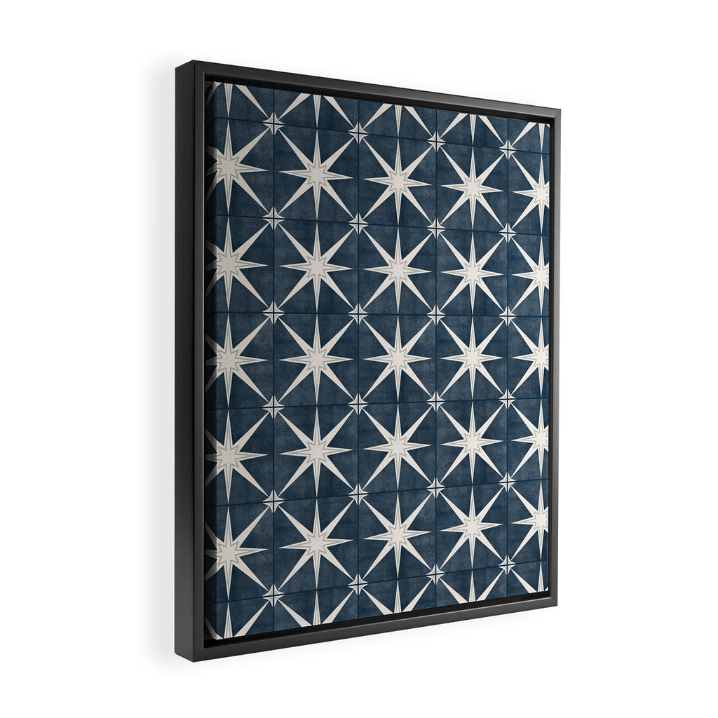 arlo star tile - stone blue Framed Canvas Print Gallery Image 2