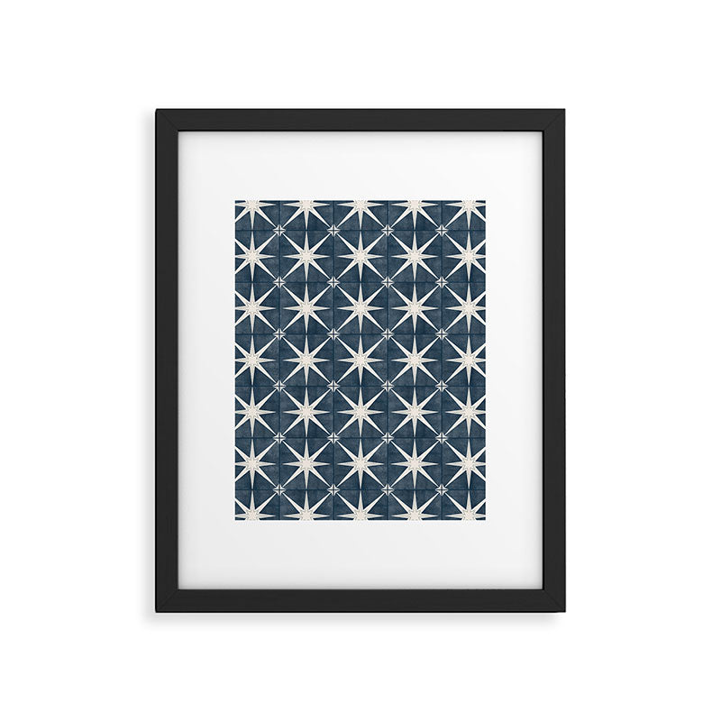 arlo star tile - stone blue Framed Art Print Gallery Image 6