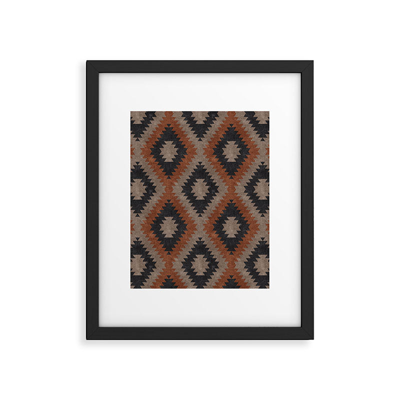 aztec neutrals - inkwell & taupe Framed Art Print Gallery Image 4