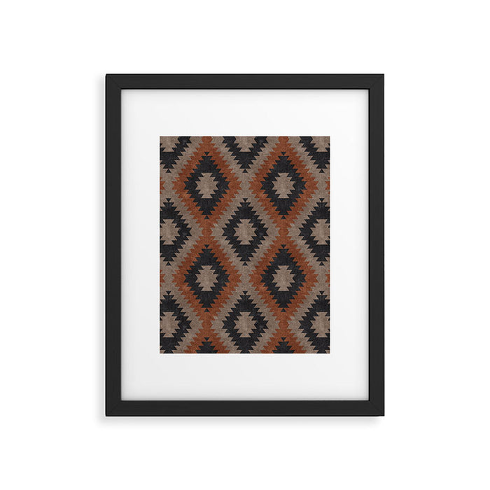 aztec neutrals - inkwell & taupe Framed Art Print Gallery Image 1