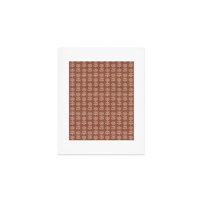 block print floral - clay Art Print Gallery Image 1
