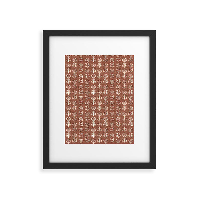 block print floral - clay Framed Art Print Gallery Image 6