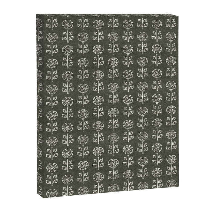 block print floral - dark olive Canvas Print Gallery Image 1