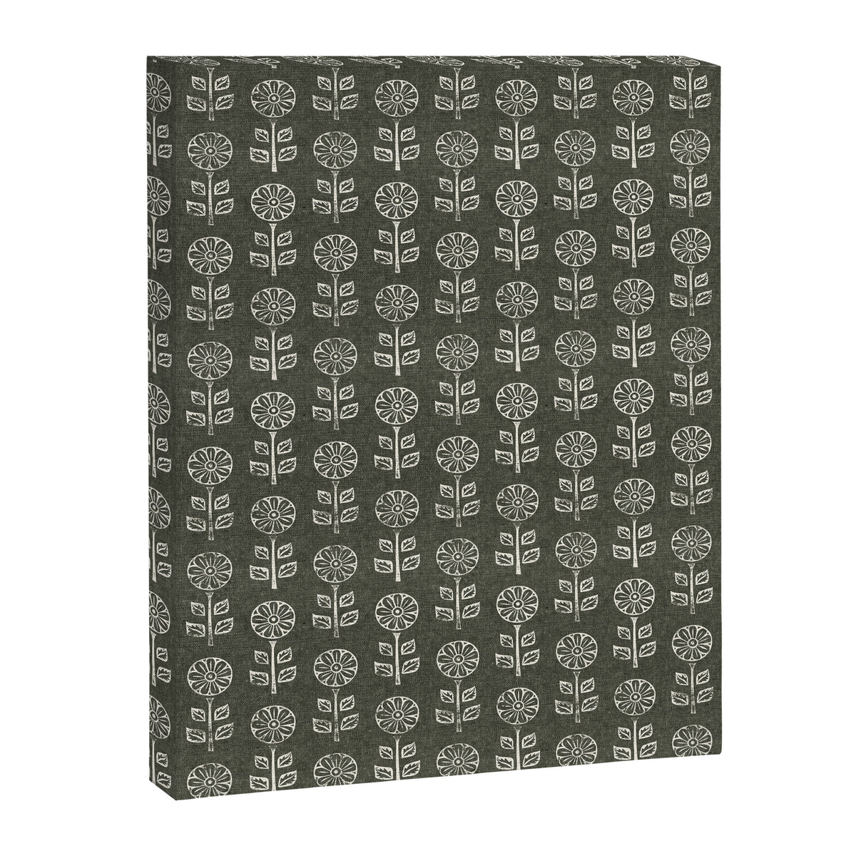 block print floral - dark olive Canvas Print Gallery Image 8