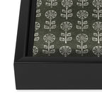 block print floral - dark olive Framed Canvas Print Gallery Image 3