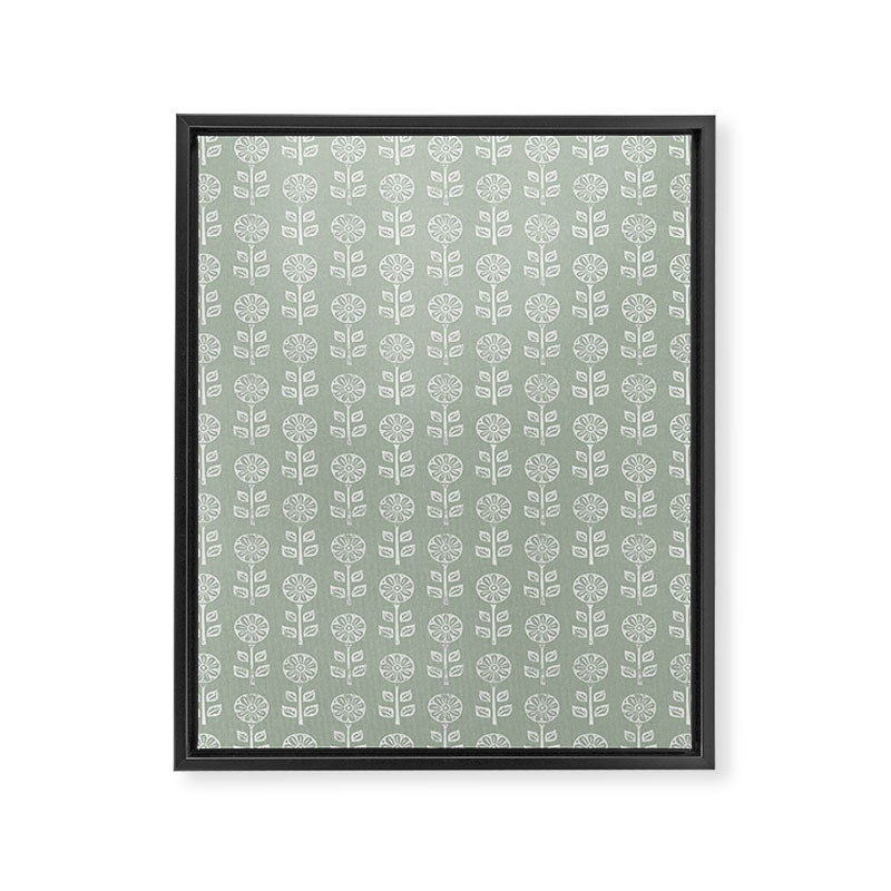 block print floral - sage Framed Canvas Print Gallery Image 8