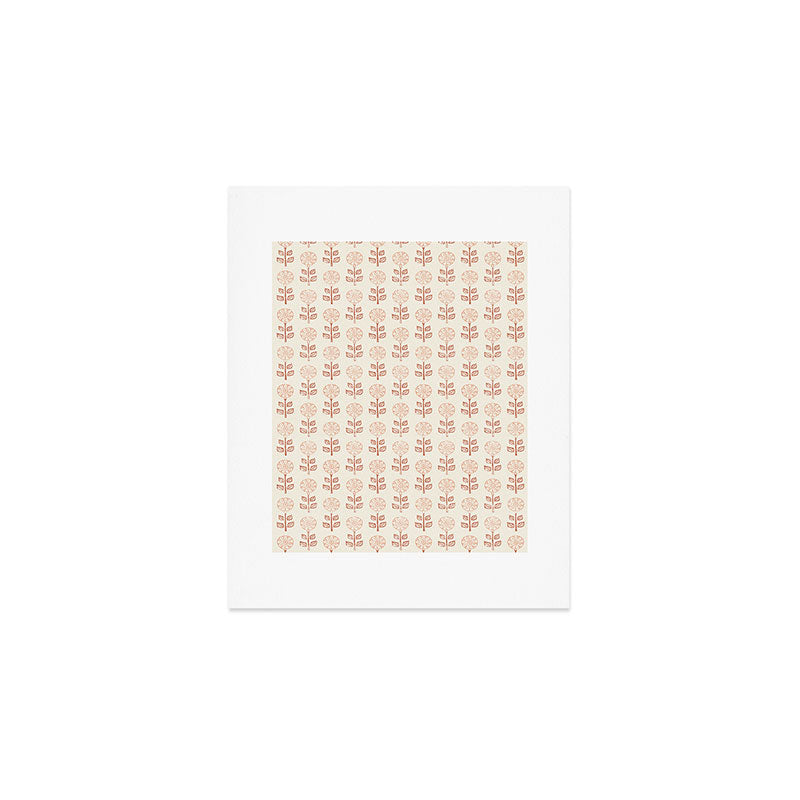 block print floral - terracotta cream Art Print Gallery Image 1