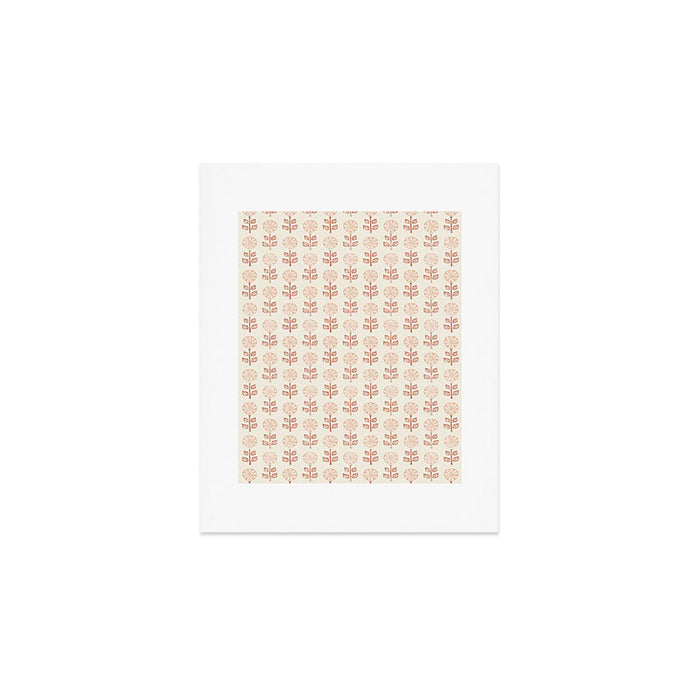 block print floral - terracotta cream Art Print Gallery Image 1