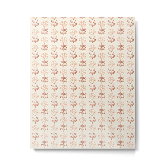 block print floral - terracotta cream Metal Print Gallery Image 1