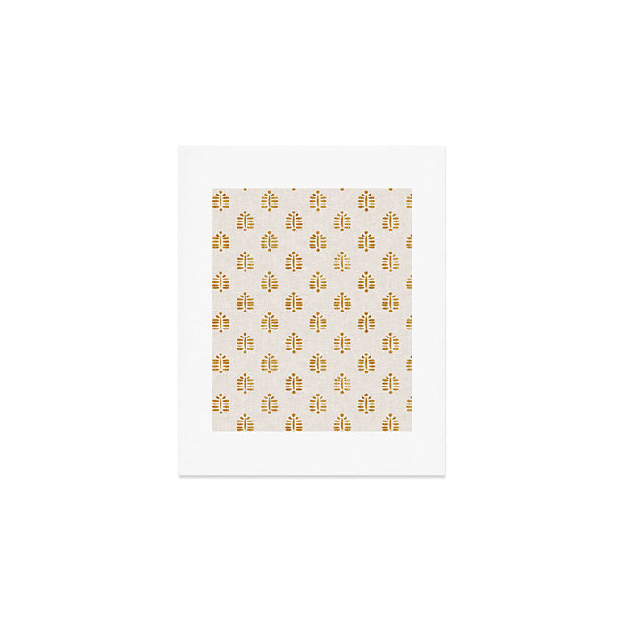 block print palm in golden on natural Art Print Gallery Image 1