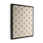 block print palm in golden on natural Framed Canvas Print Gallery Image 2