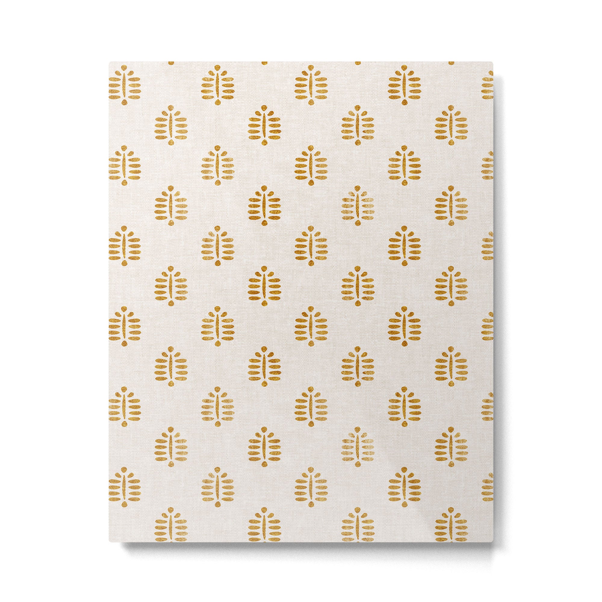 block print palm in golden on natural Metal Print Gallery Image 6