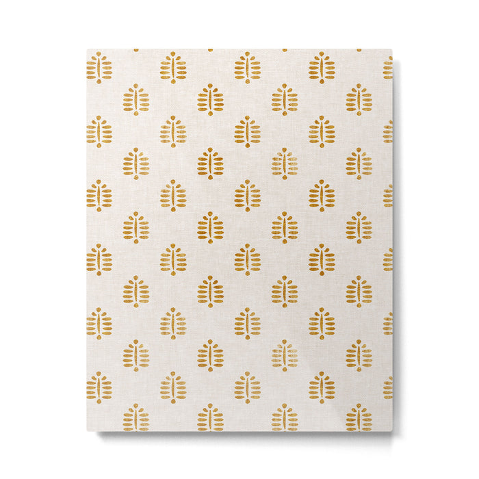 block print palm in golden on natural Metal Print Gallery Image 1