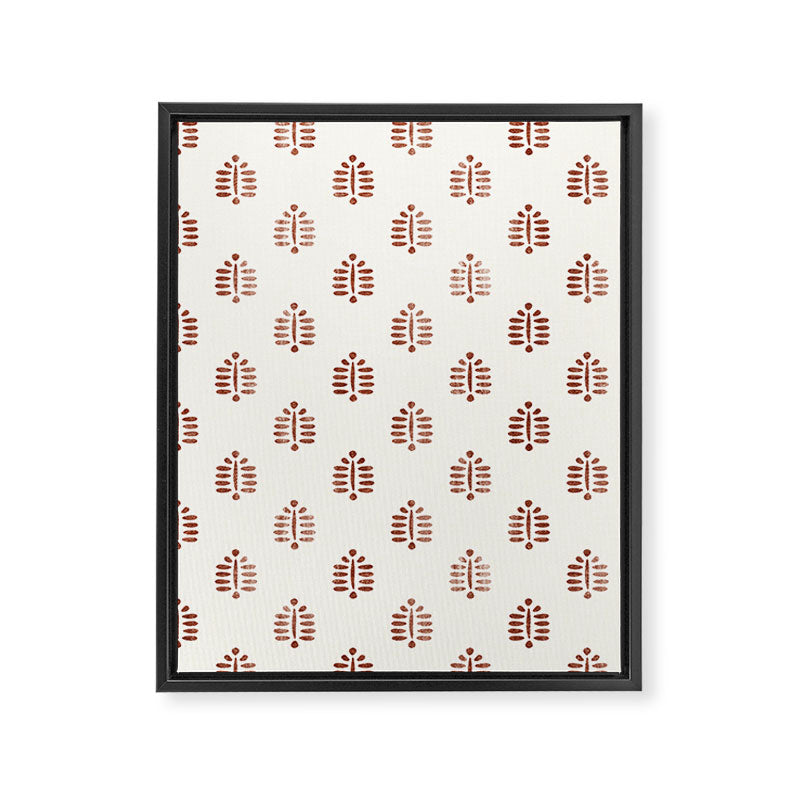 block print palm in rust Framed Canvas Print Gallery Image 8