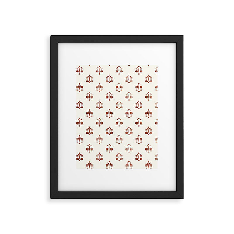 block print palm in rust Framed Art Print Gallery Image 6